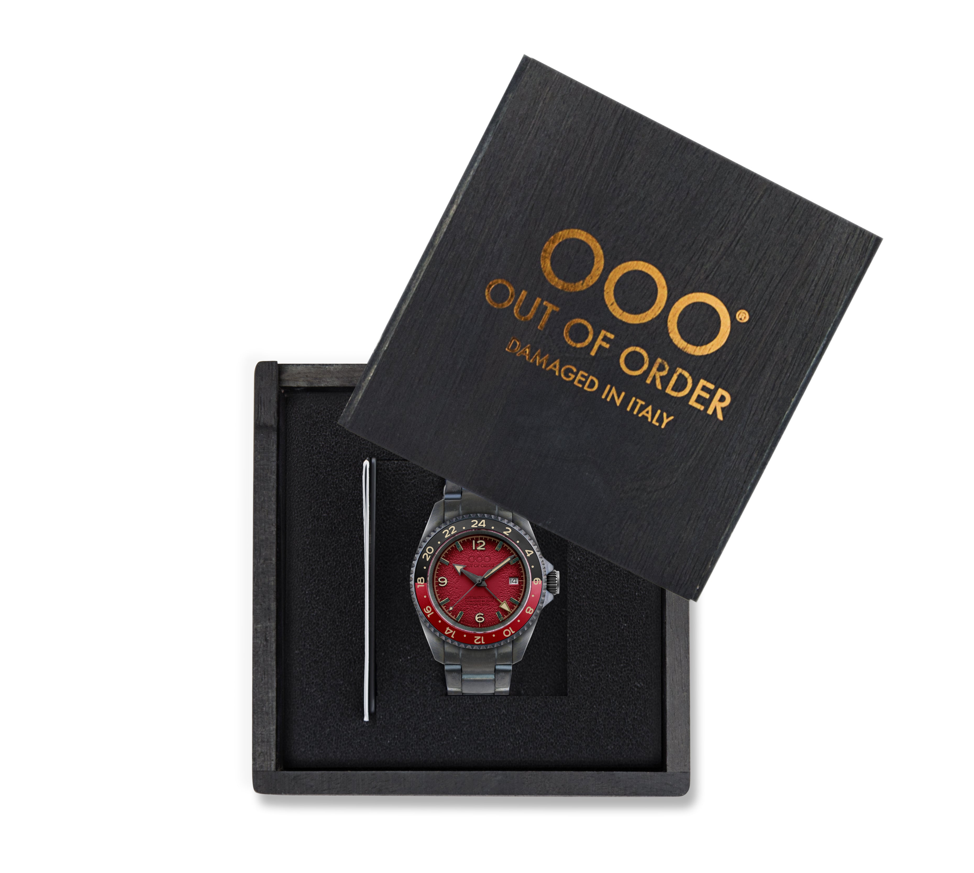 Out Of Order Trecento Rosso Rubino orologio GMT 40mm acciaio