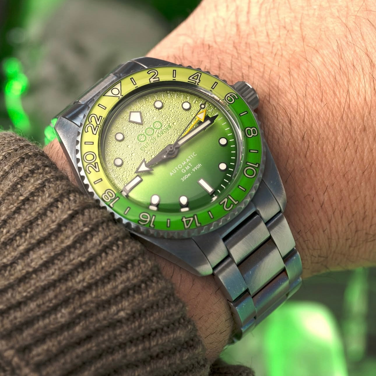 Out Of Order Shaker Midori orologio automatico GMT 40 mm verde acciaio