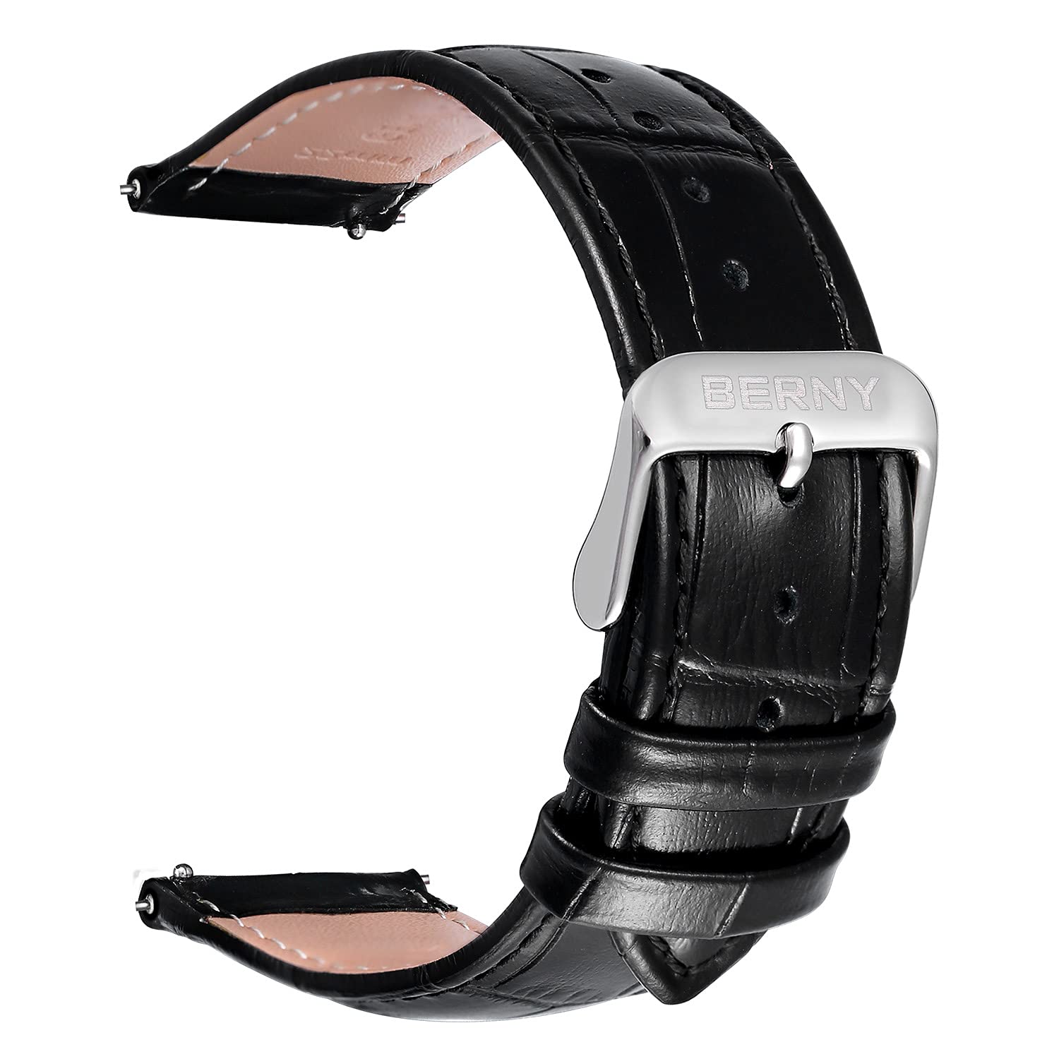 Berny cinturino vera pelle nero 22mm orologio