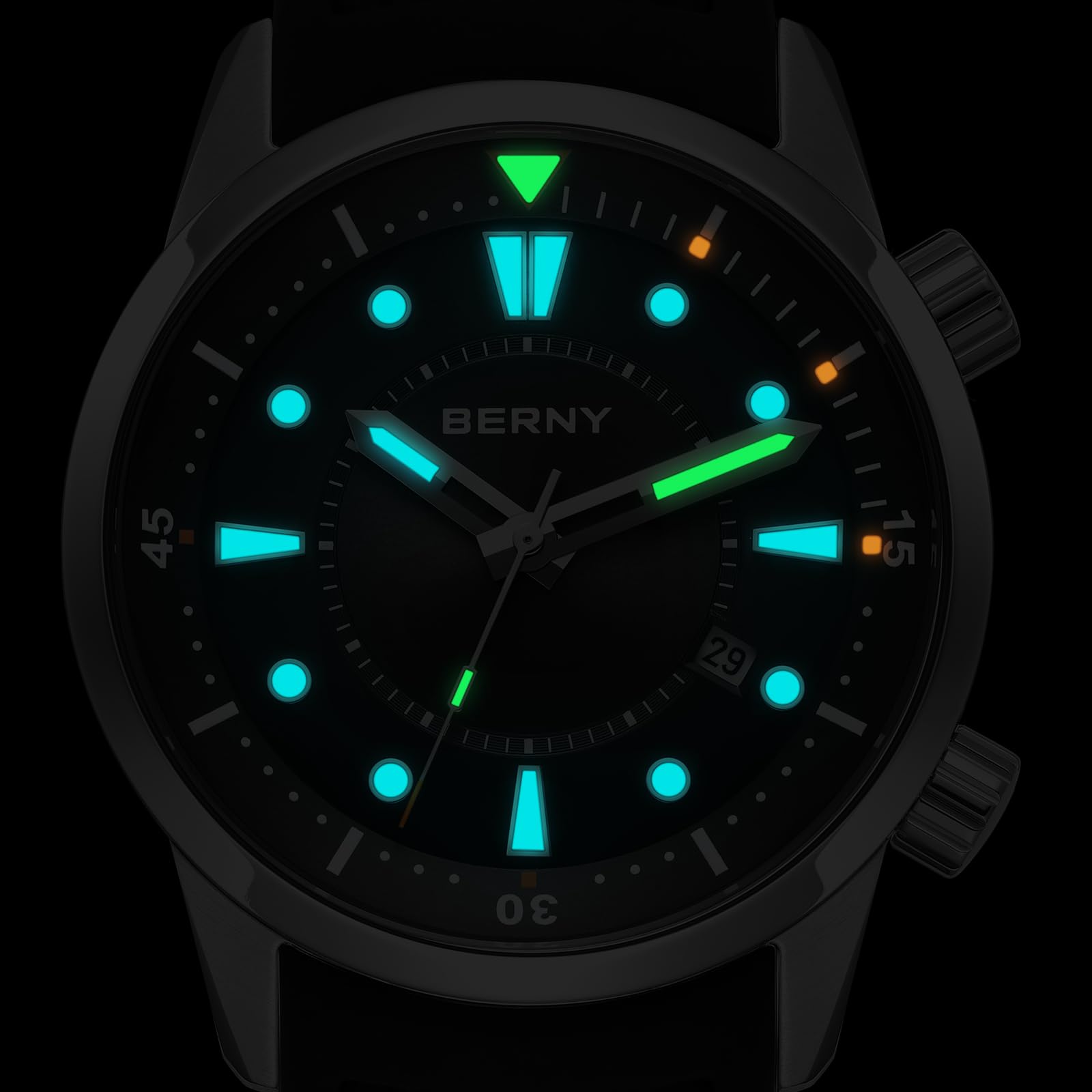 Berny Dive HV600 Orologio Uomo Nero Automatico 20ATM