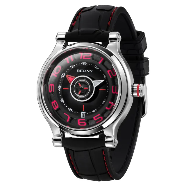 Berny AM053VM Orologio Uomo Automatico Argento Rosso