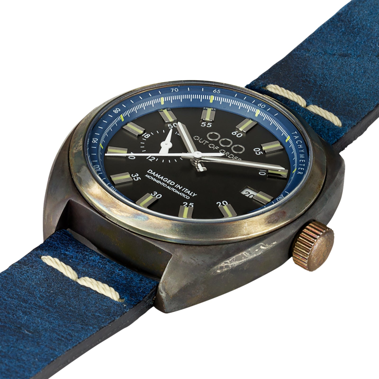 Out Of Order Torpedine Blue orologio automatico 42 mm pelle nero