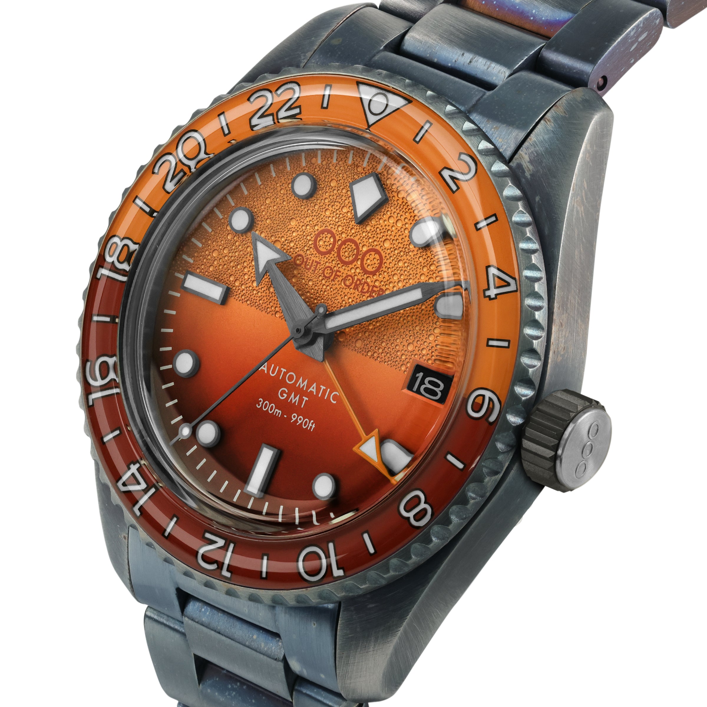 Out Of Order Negroni Orologio Automatico GMT 40mm Arancio