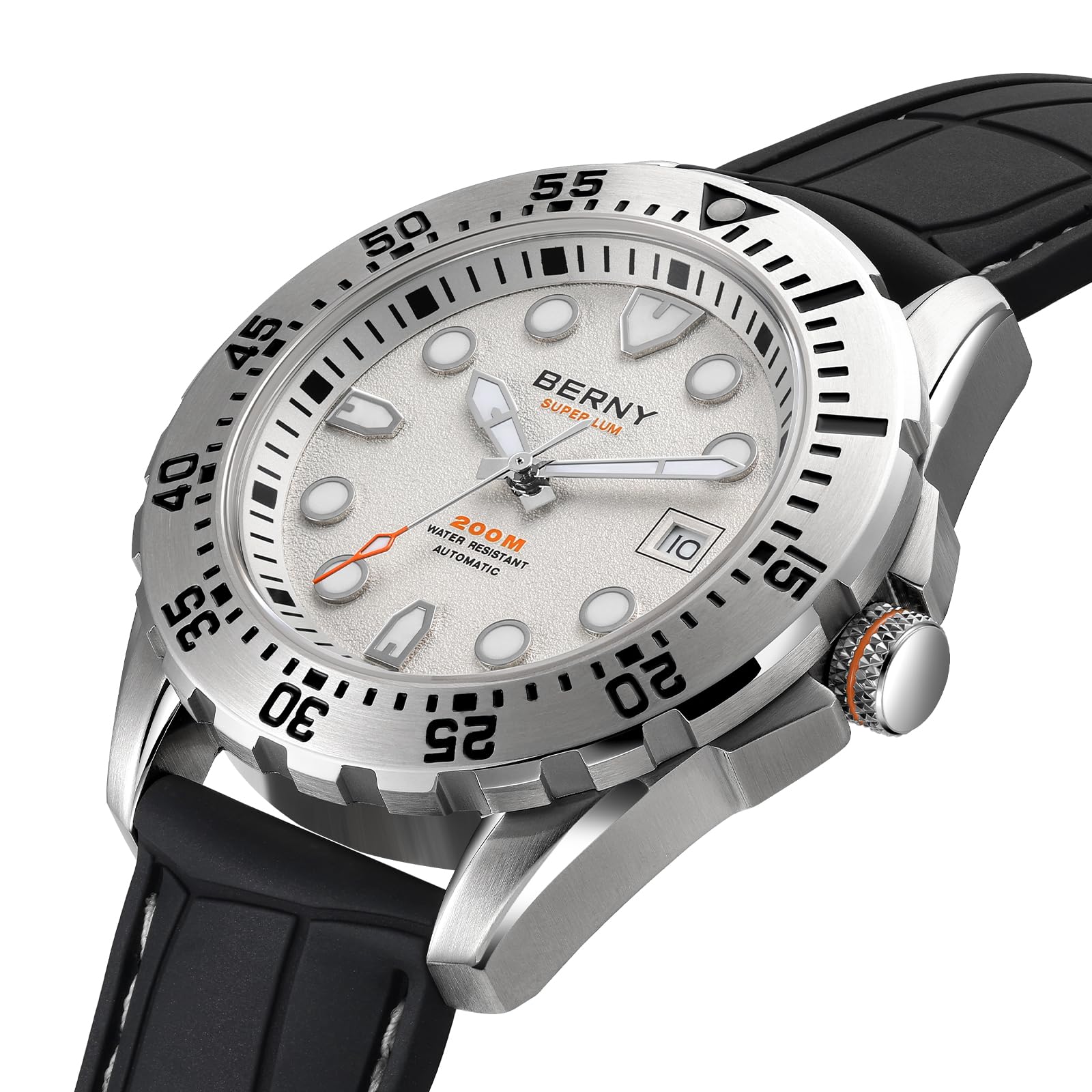 Berny Diver orologio automatico uomo bianco zaffiro 200M