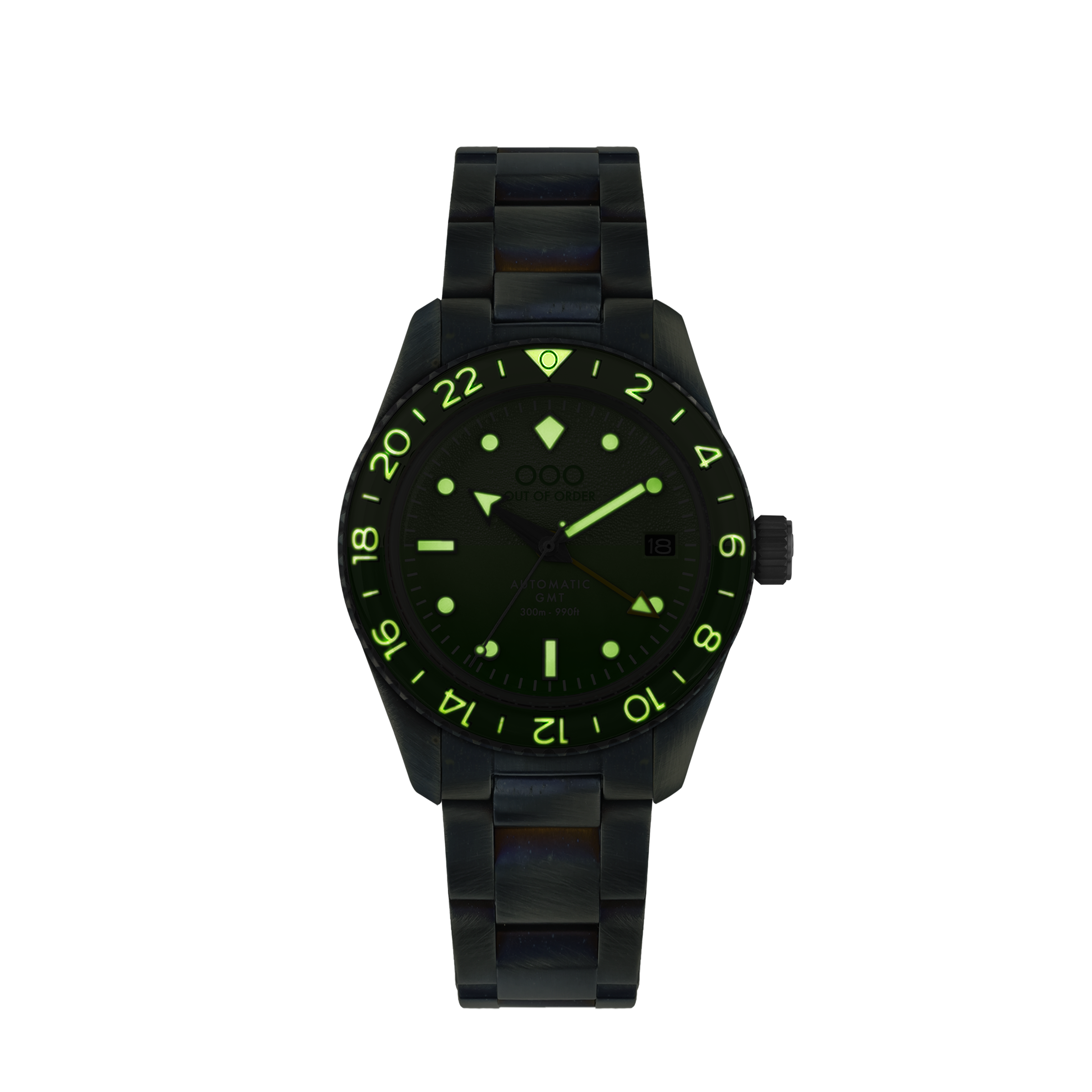 Out Of Order Shaker Midori orologio automatico GMT 40 mm verde acciaio