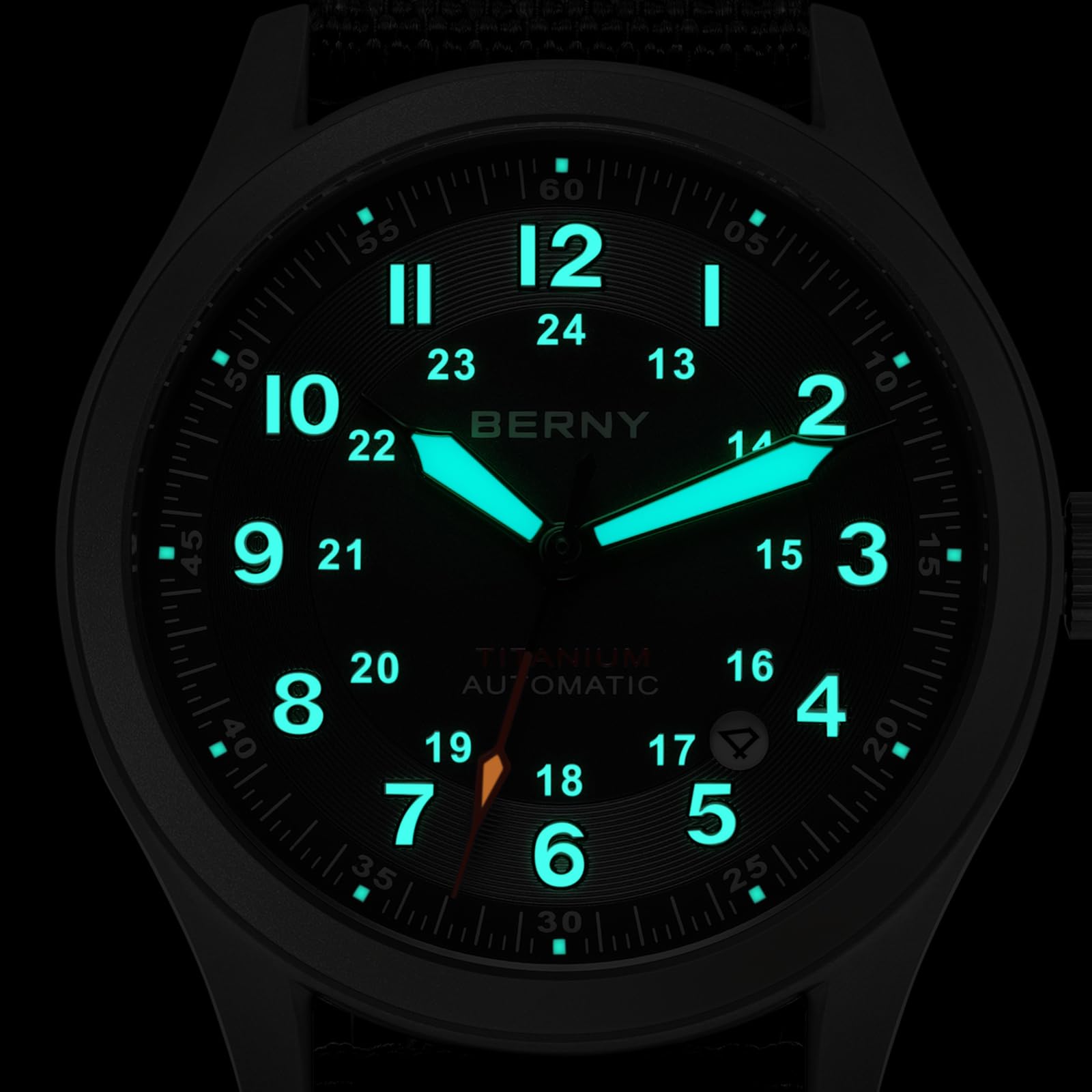Berny Titanio Orologio Uomo Nero Automatico 10ATM