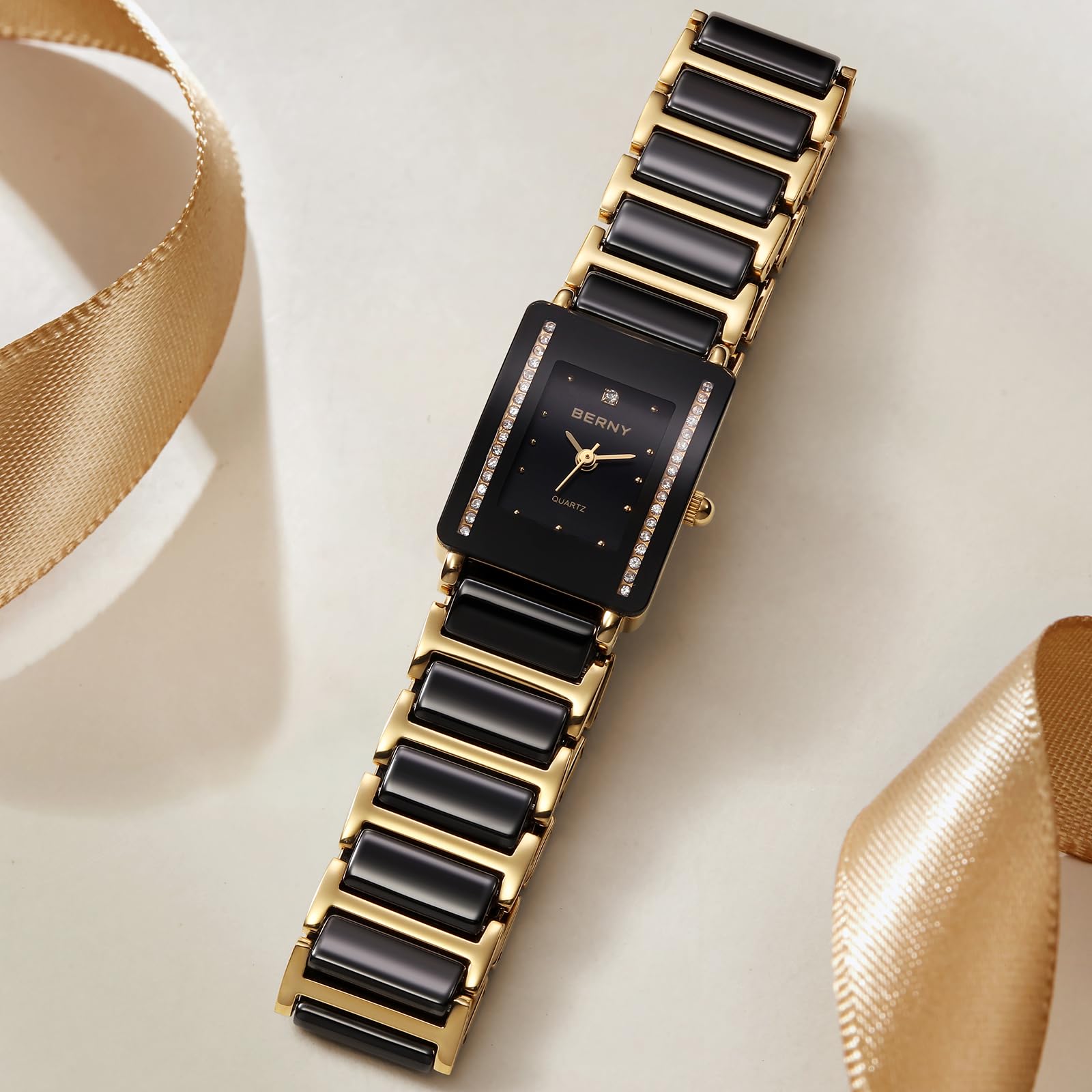 Berny Rettangolare Orologio Donna Quarzo Ceramica Impermeabile