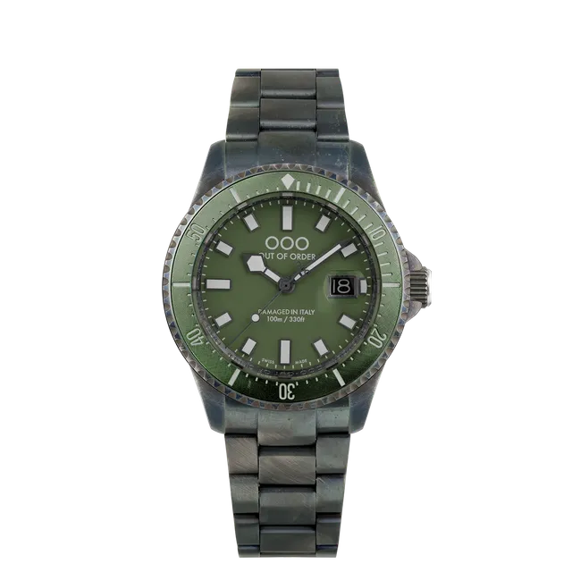 Out Of Order Casanova Verde Oliva orologio 44mm ultra distressed