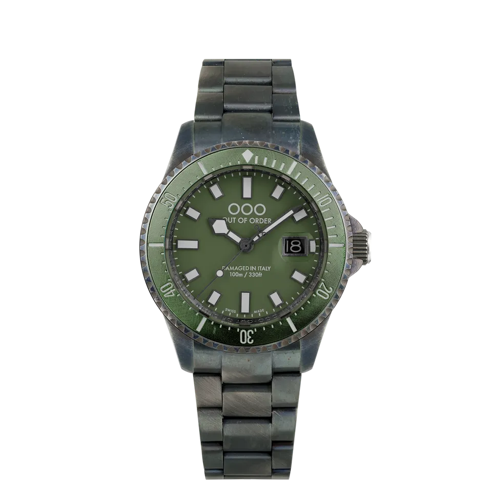 Out Of Order Casanova Verde Oliva orologio 44mm ultra distressed