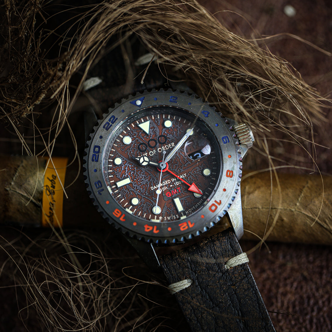 Out Of Order GMT Havana orologio GMT 44 mm marrone