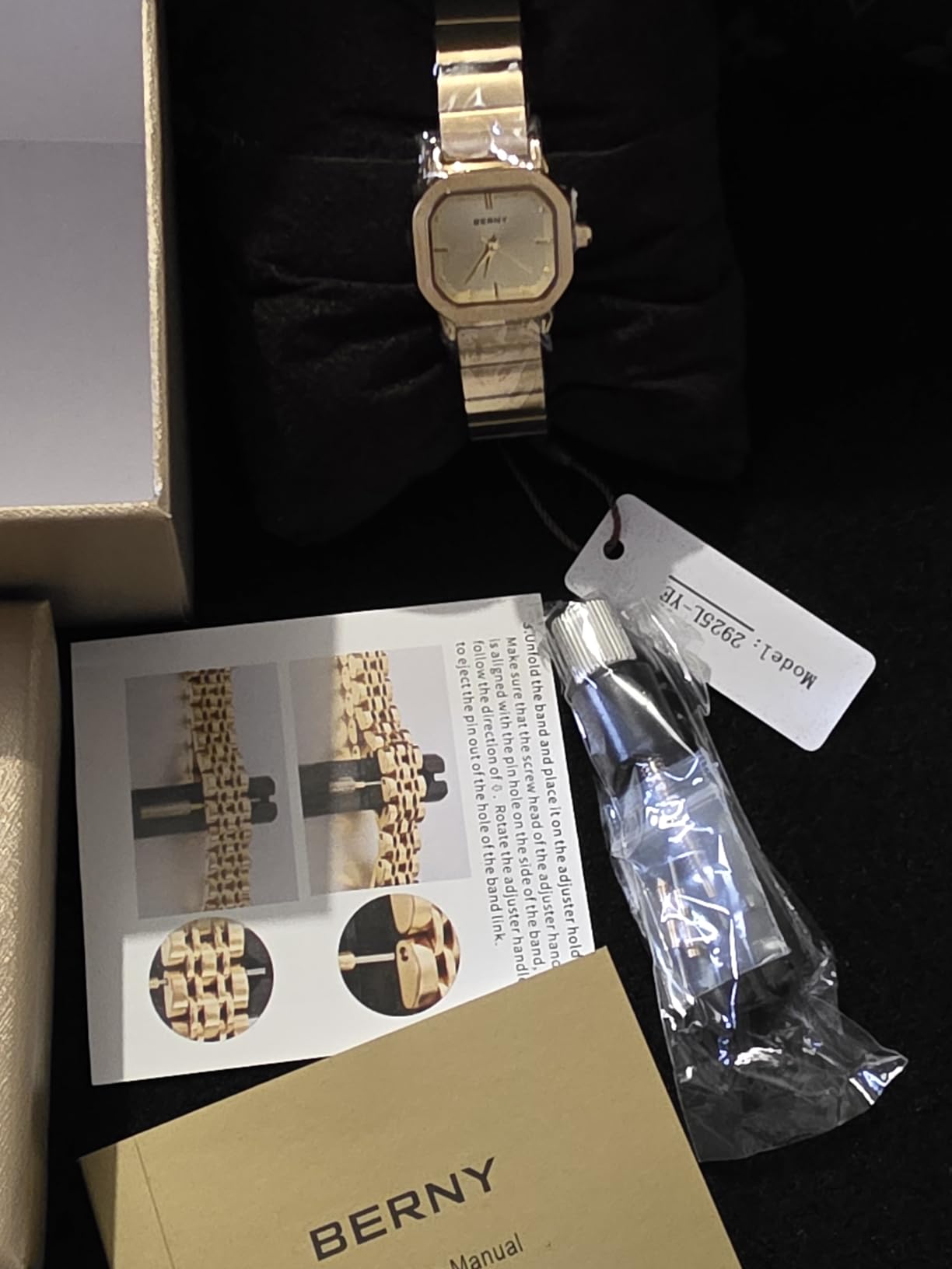 Berny Orologio Donna Quadrato Rosa Quarzo Acciaio