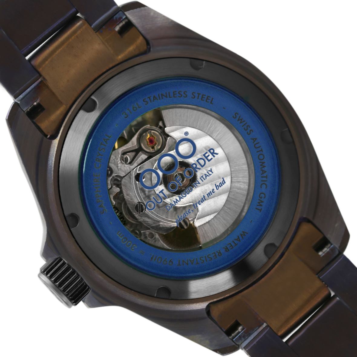Out Of Order Trecento Blue orologio automatico GMT 40 mm blu acciaio