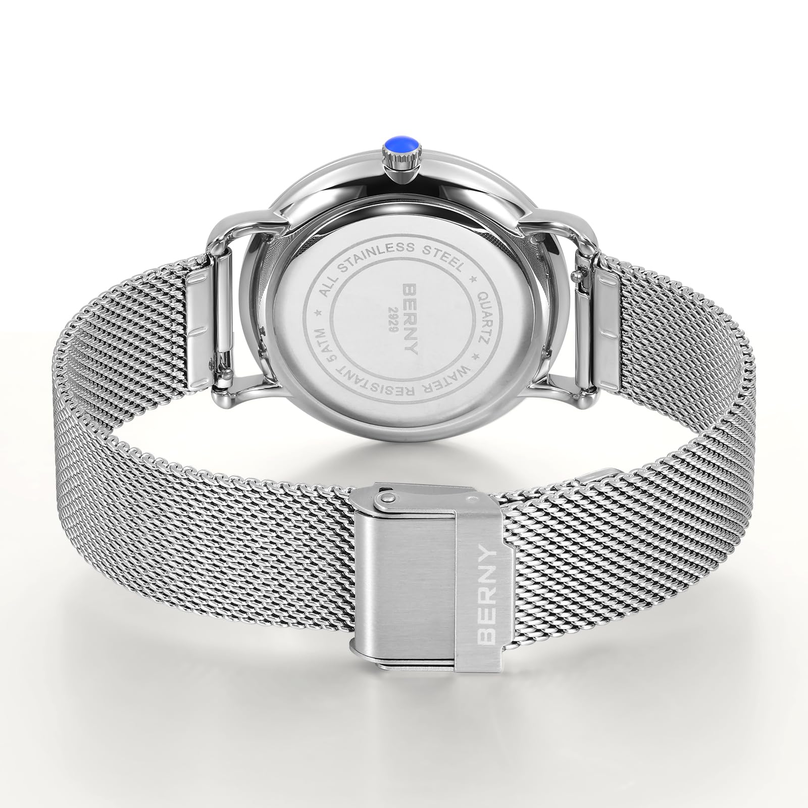 Berny orologio quarzo unisex bianco argento analogico