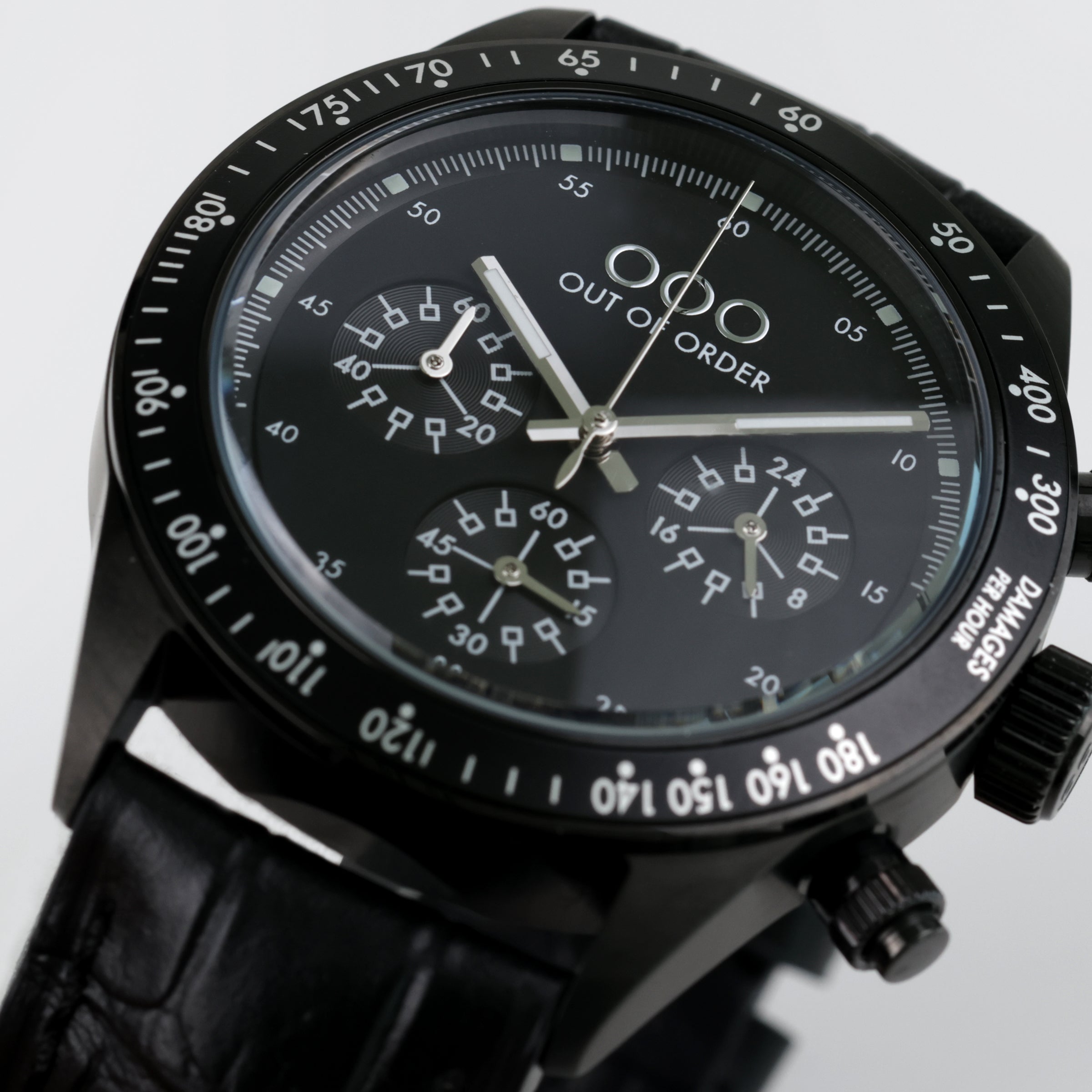 Out Of Order Night Ops orologio cronografo nero pelle 42 mm