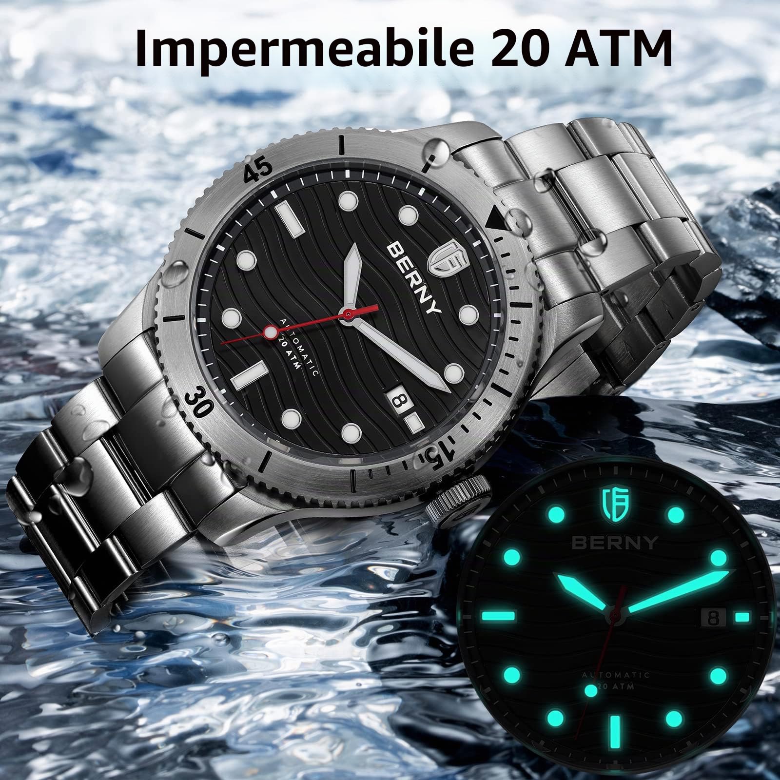 Berny Diver orologio automatico acciaio 20 ATM C3