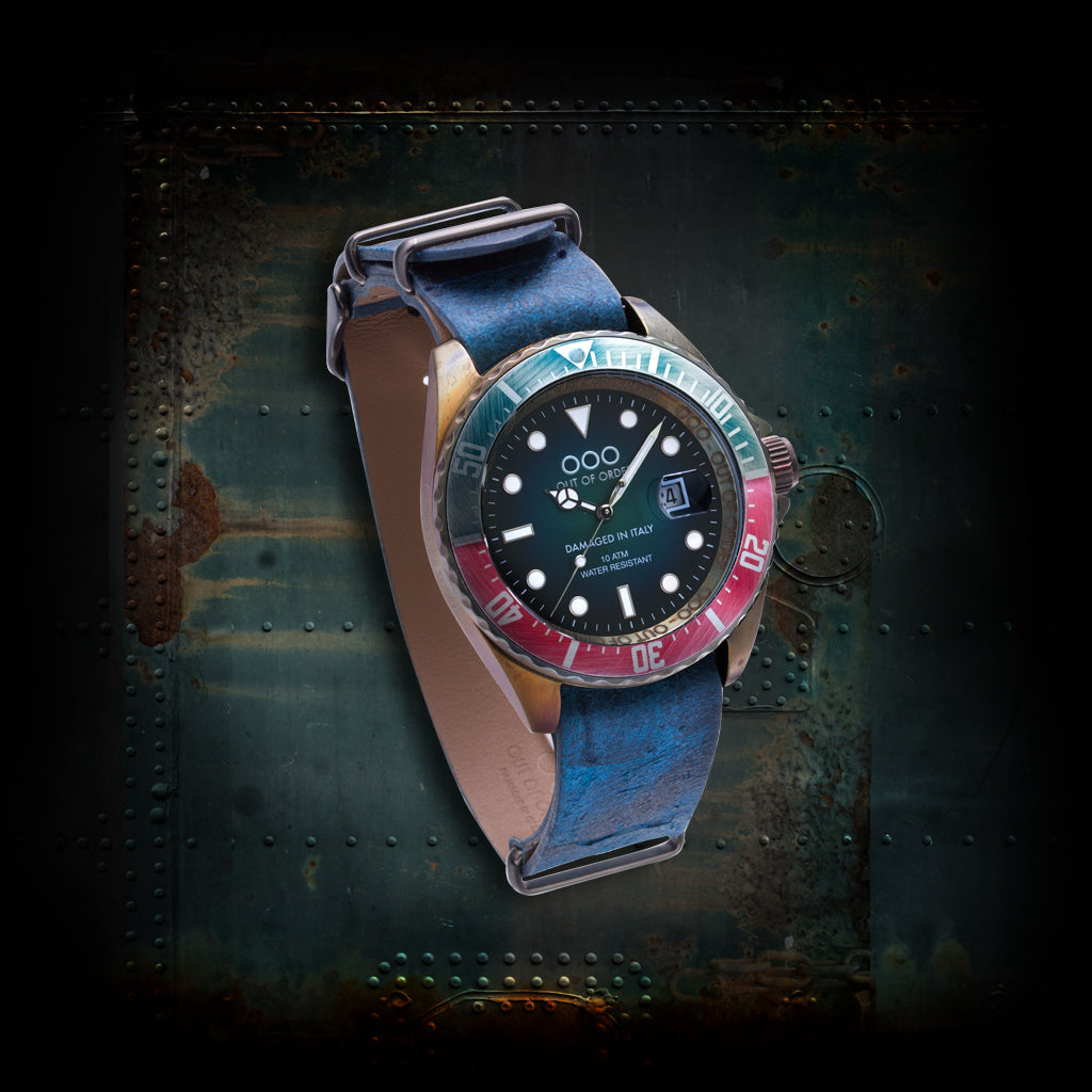Out Of Order Scorpione orologio quarzo 44mm blu rosso