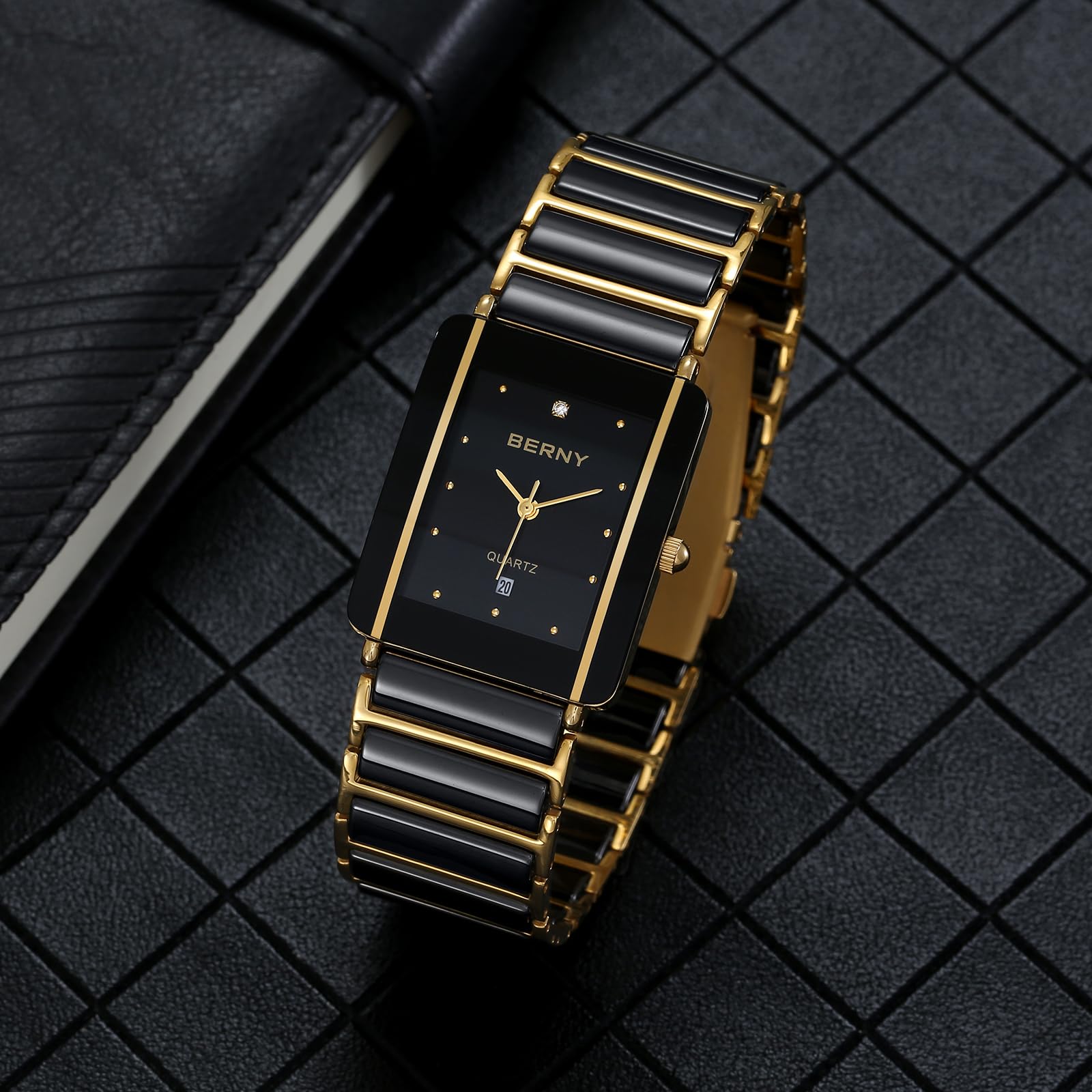 Berny orologio uomo ceramica rettangolare quarzo