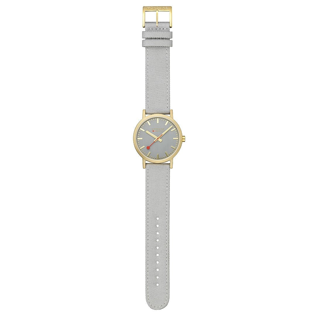 Mondaine Classic orologio oro 40 mm tessuto