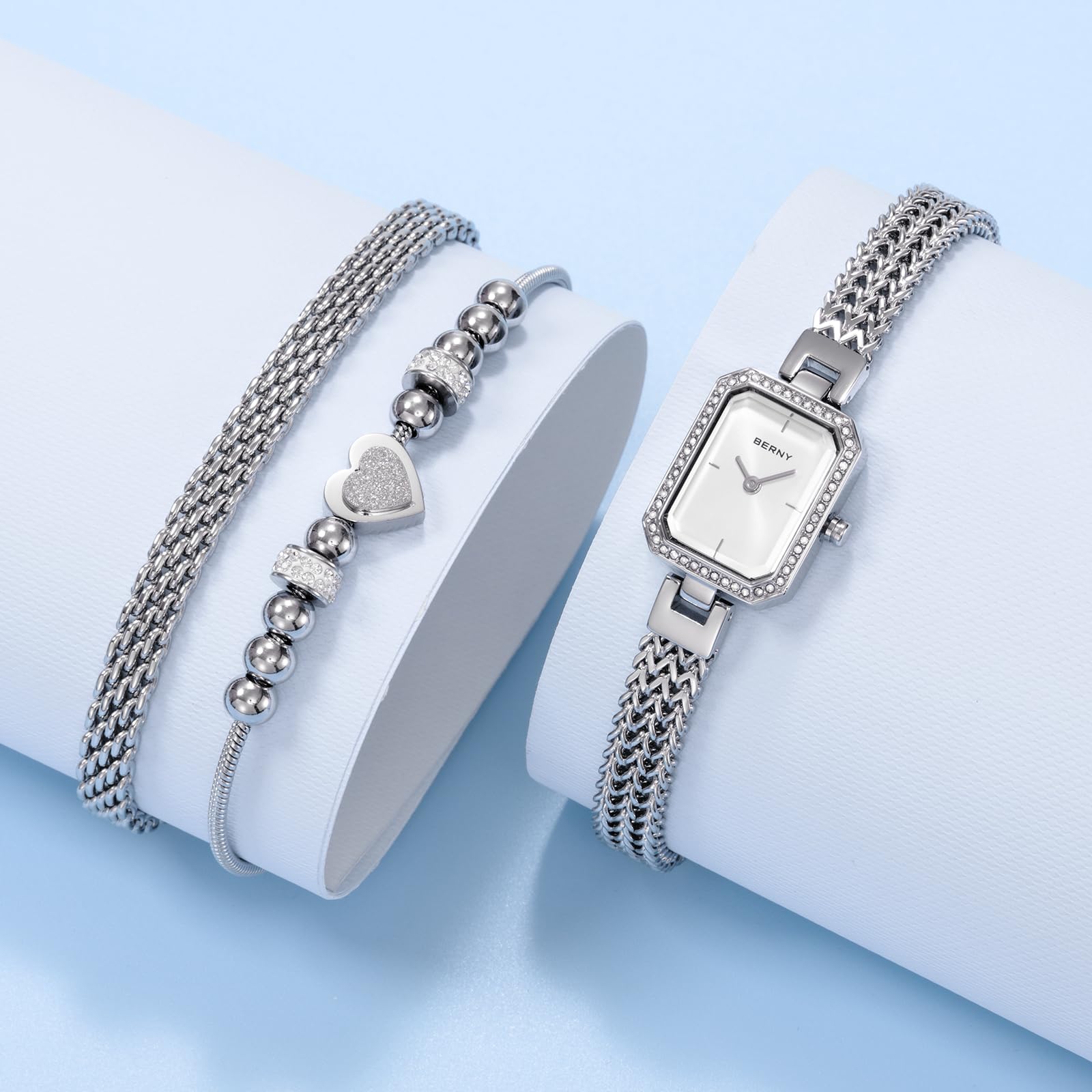 Berny Petite Orologio Donna Bianco con Bracciale Set