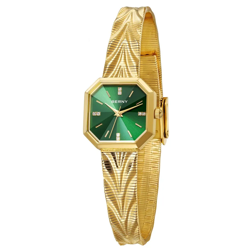 Berny Orologio Donna Quadrato Quarzo Verde Bracciale