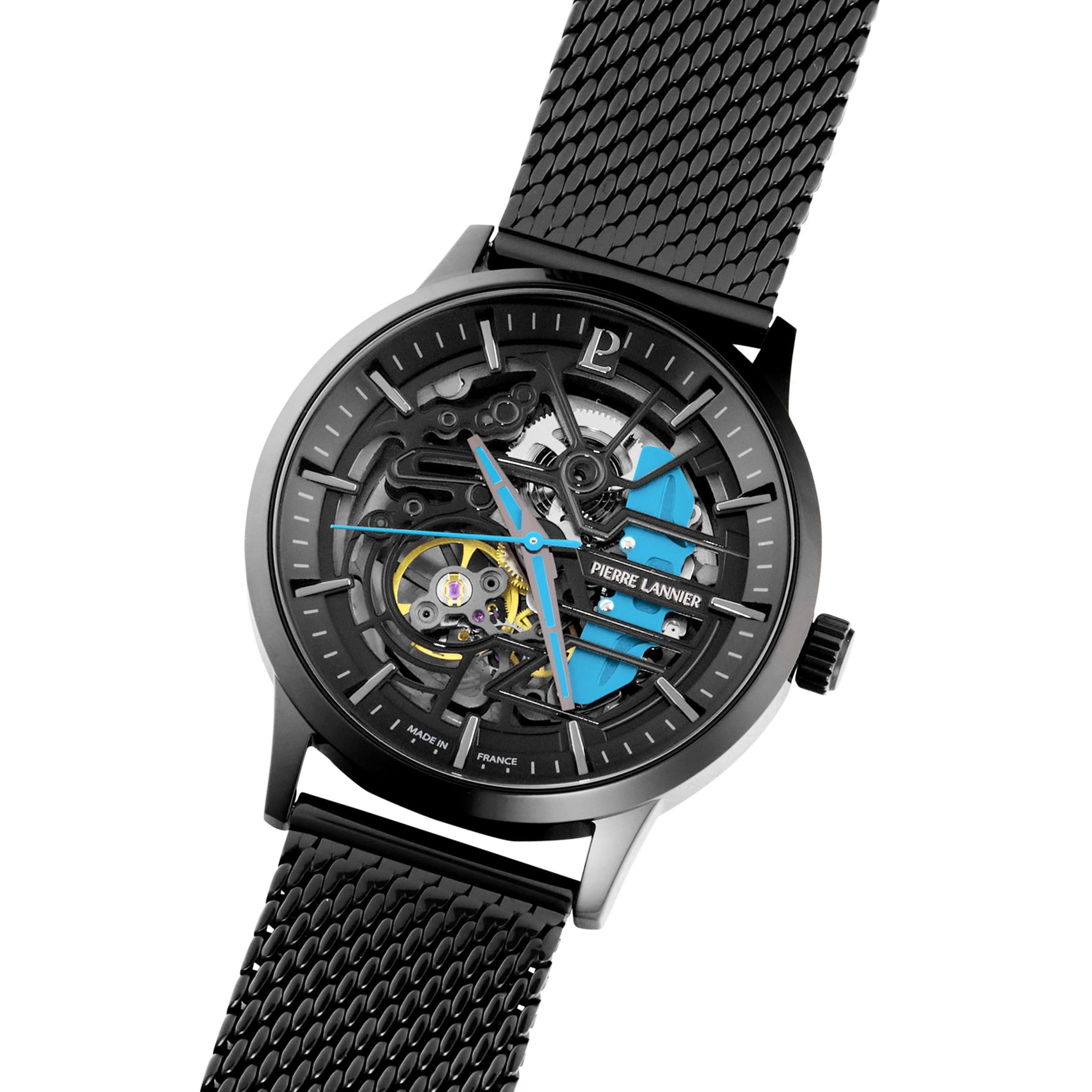 Pierre Lannier Paddock orologio scheletro nero 43 mm