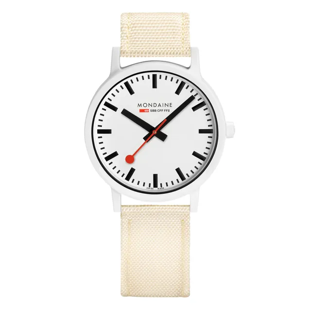 Mondaine Essence Panna 41mm orologio tessuto