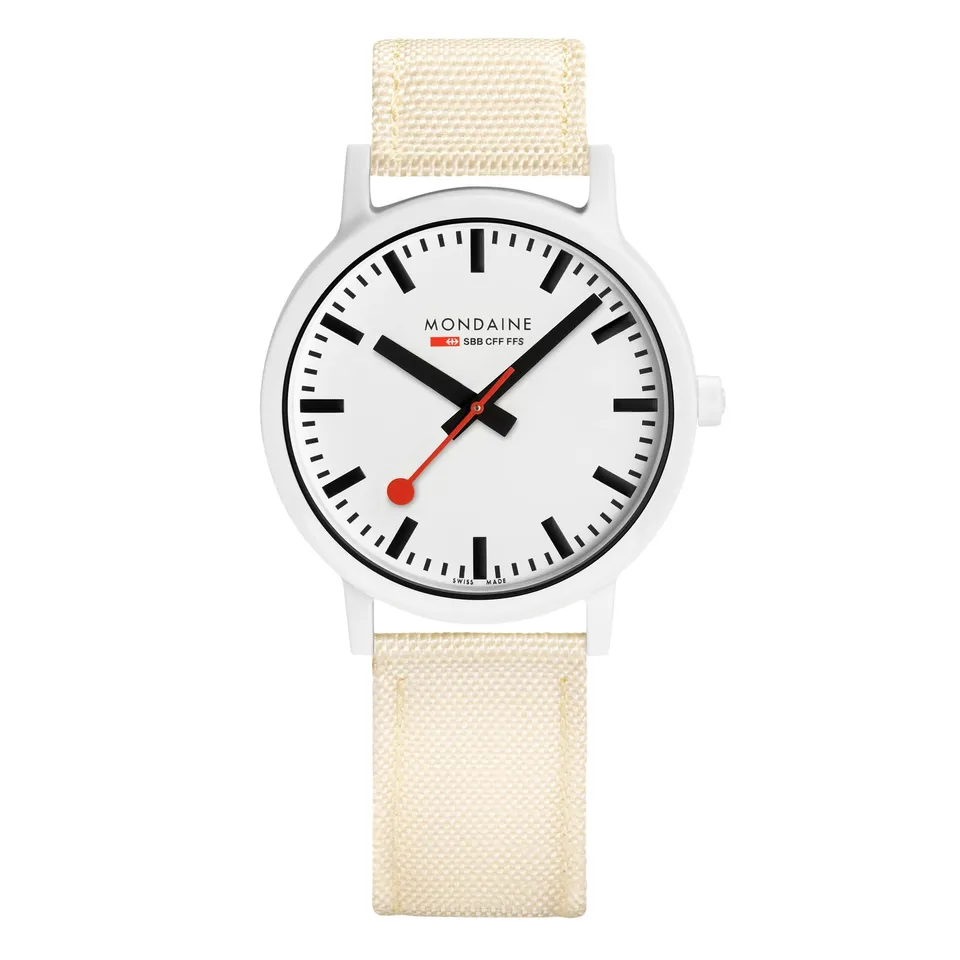 Mondaine Essence Panna 41mm orologio tessuto