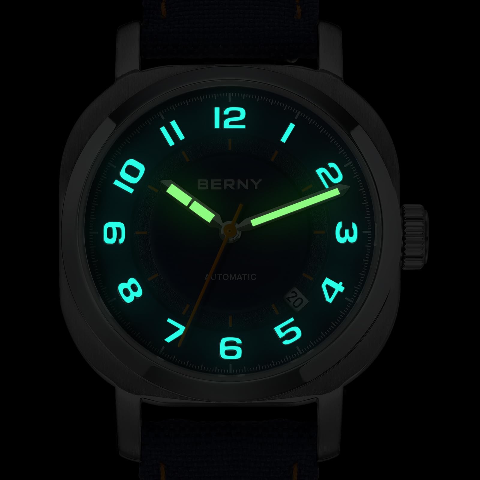 Berny orologio automatico zaffiro nero luminoso