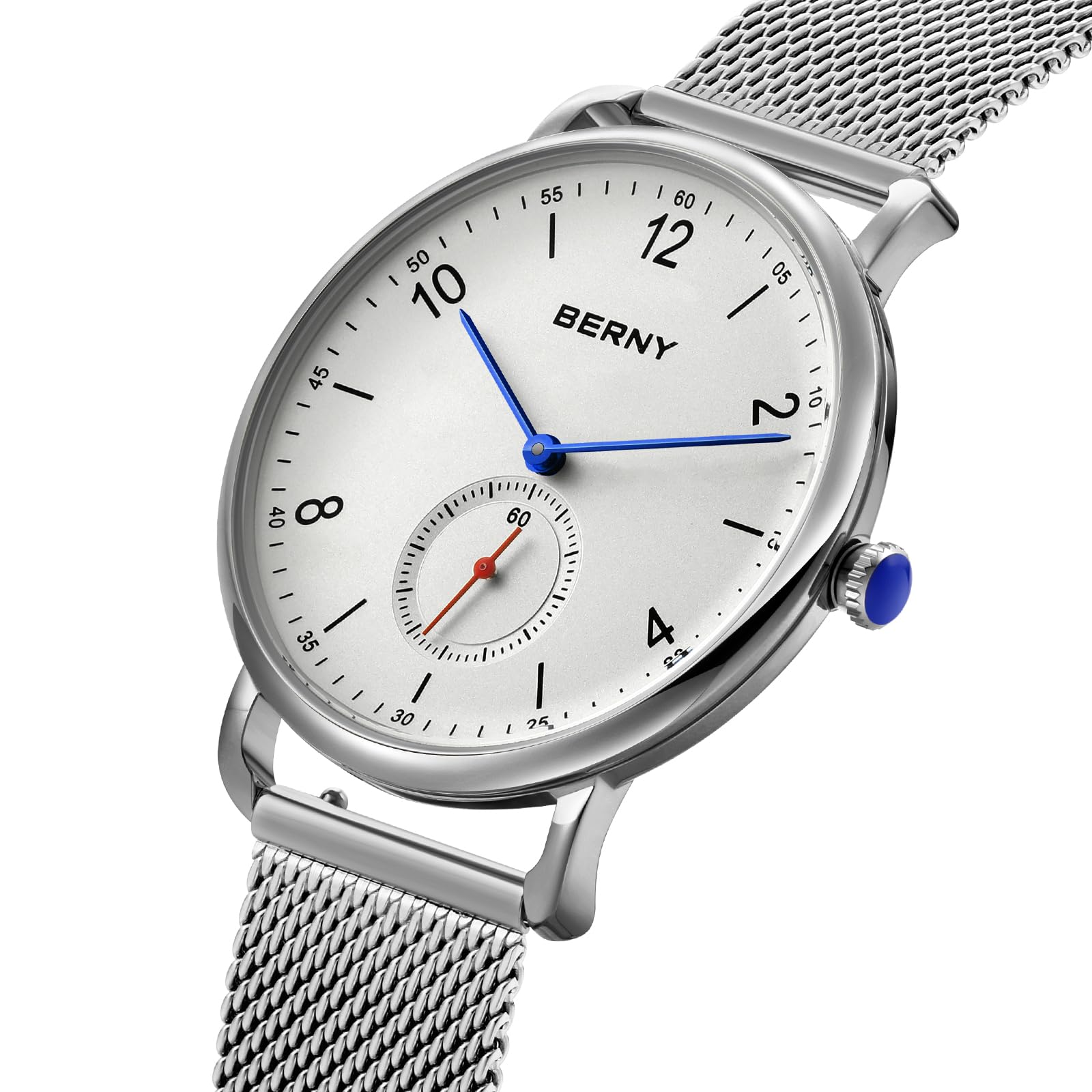 Berny orologio quarzo unisex bianco argento analogico