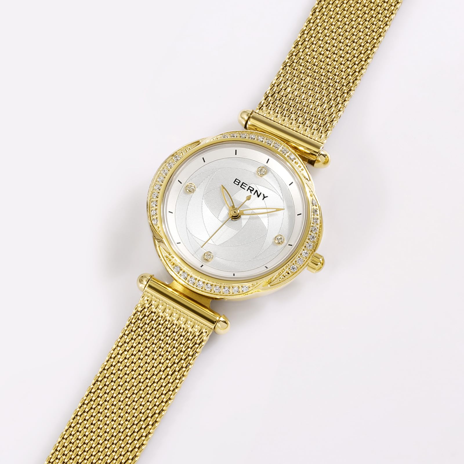 Berny Orologio Donna Quarzo Oro Maglia Mesh