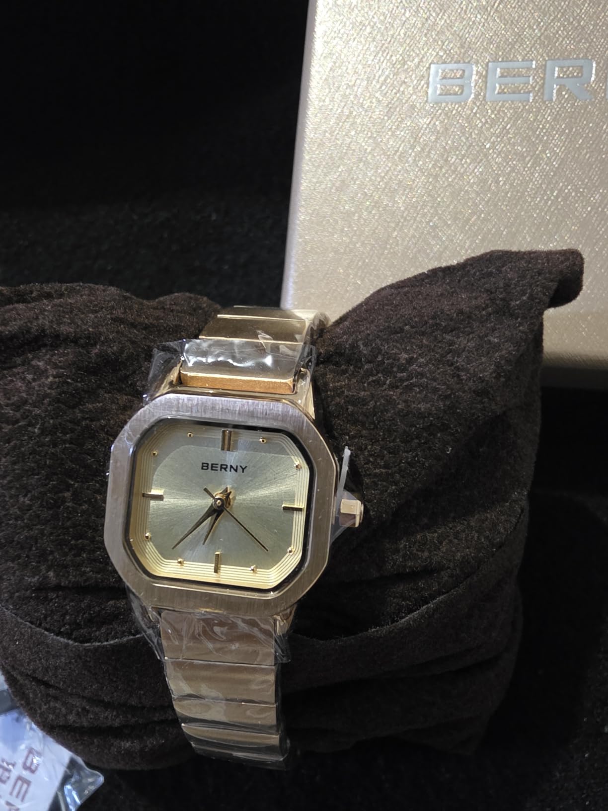 Berny Orologio Donna Quadrato Rosa Quarzo Acciaio