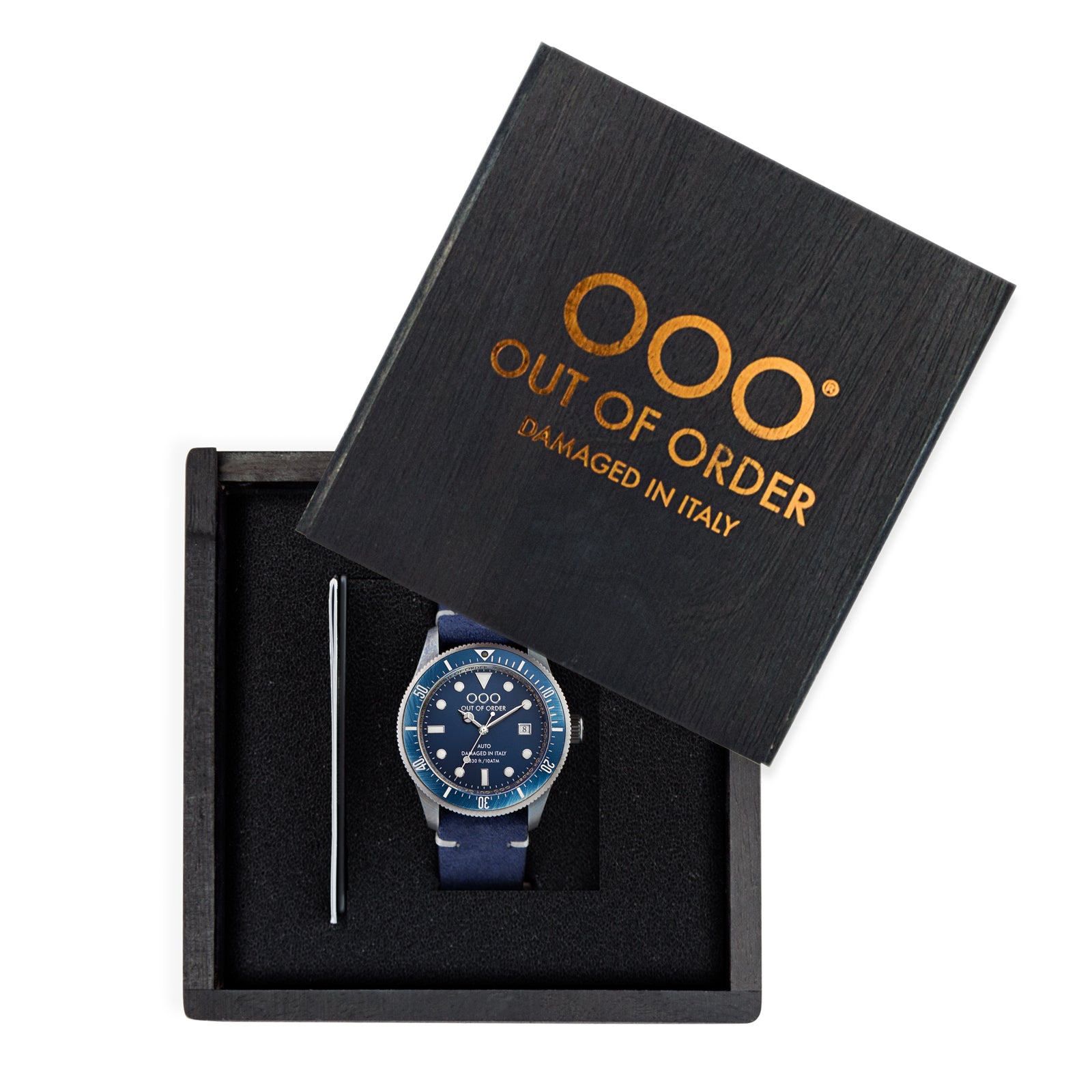 Out Of Order Blue Auto Orologio 44mm Pelle Blu