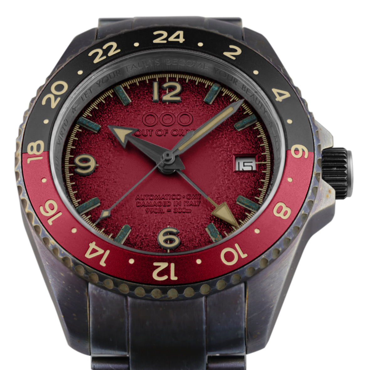 Out Of Order Trecento Rosso Rubino orologio GMT 40mm acciaio