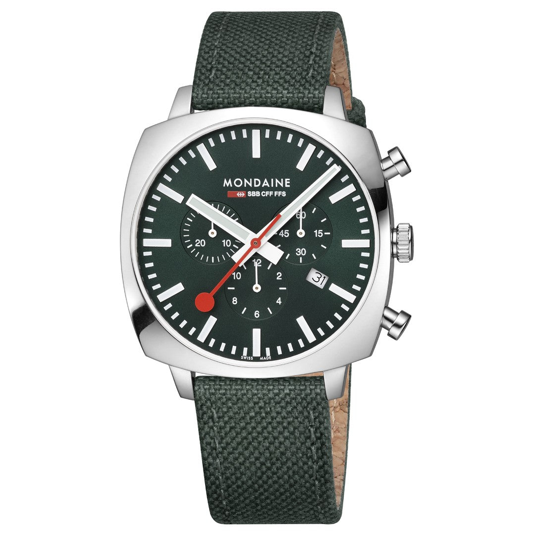Mondaine Grand Cushion Cronografo Verde 41 mm quarzo
