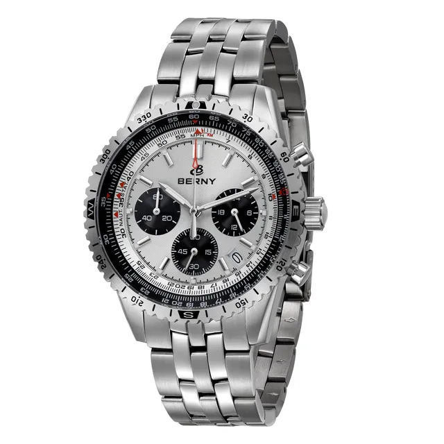 Berny Cronografo Orologio Uomo Bianco Impermeabile