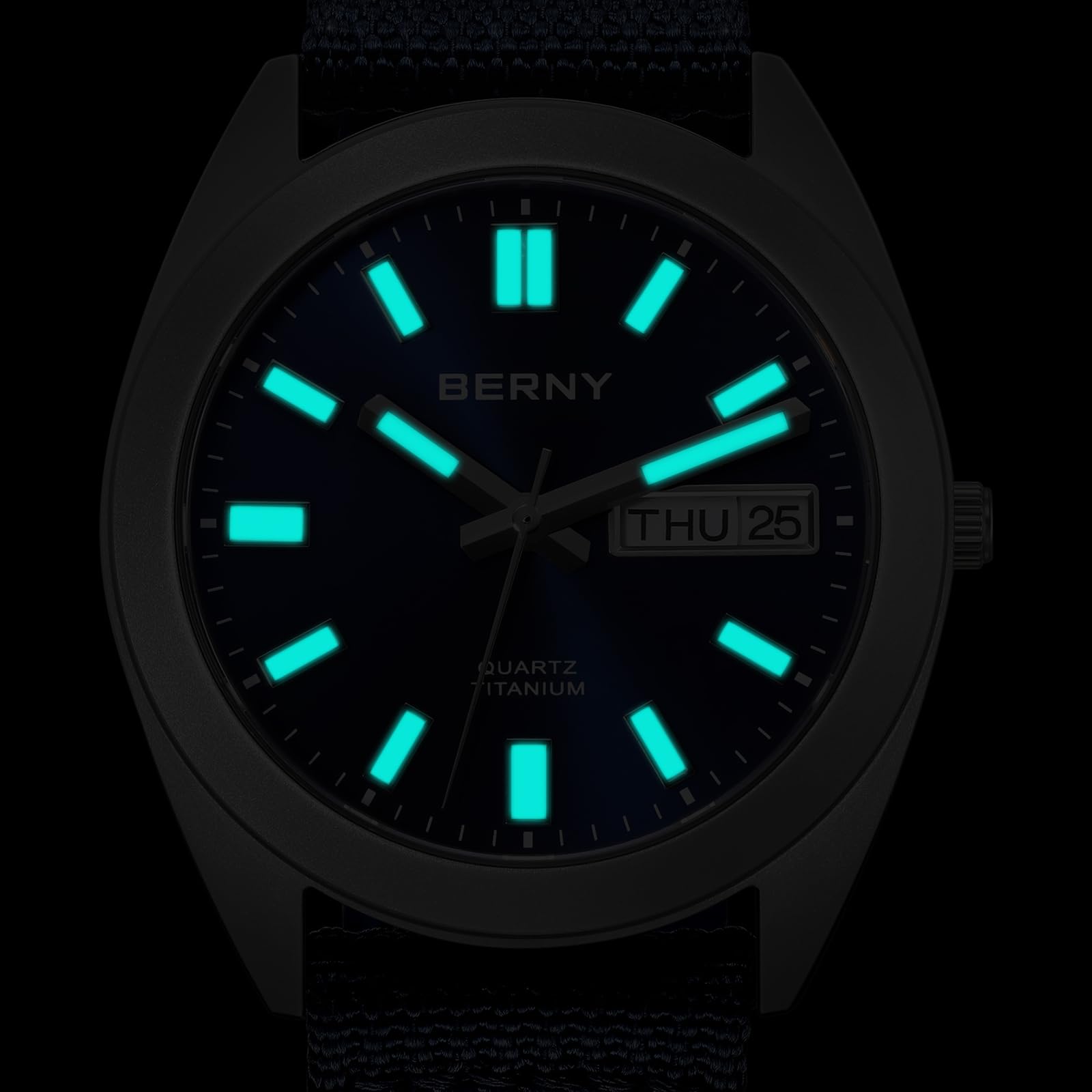 Berny Titanio Quarzo Uomo Blu Nylon 10ATM