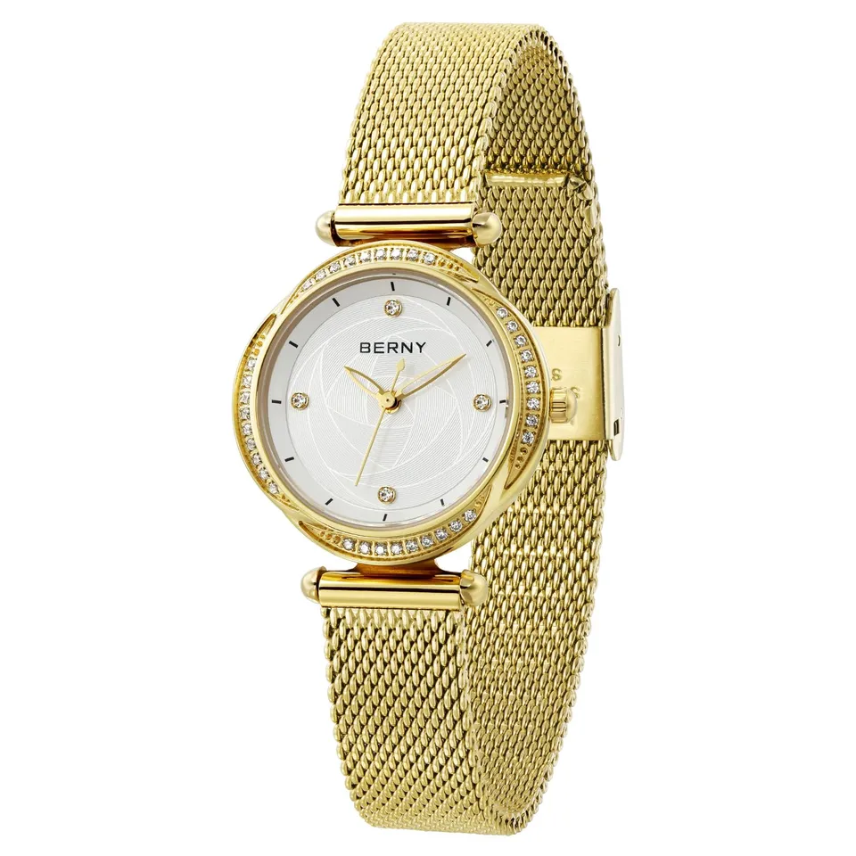 Berny Orologio Donna Quarzo Oro Maglia Mesh