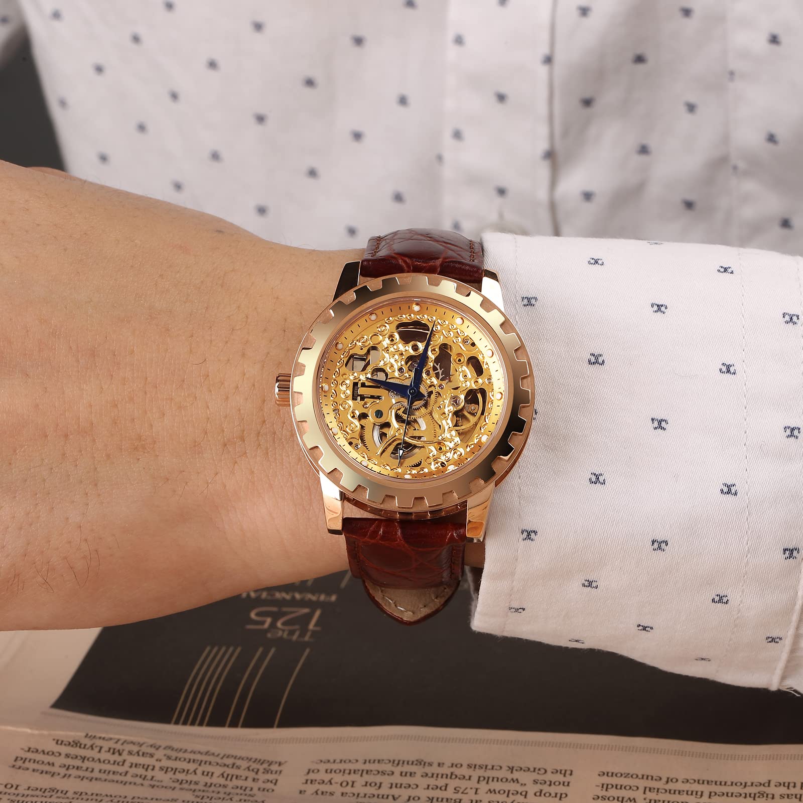 Berny Scheletro Automatico Uomo Oro Rosa 40mm