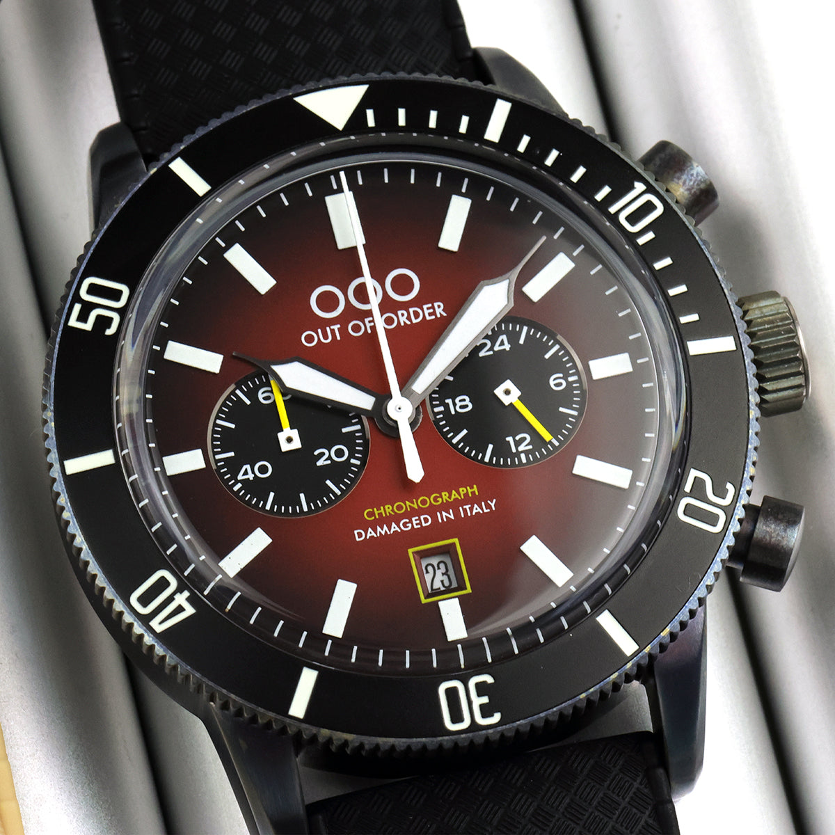 Out Of Order Pilot Red orologio cronografo 43 mm silicone