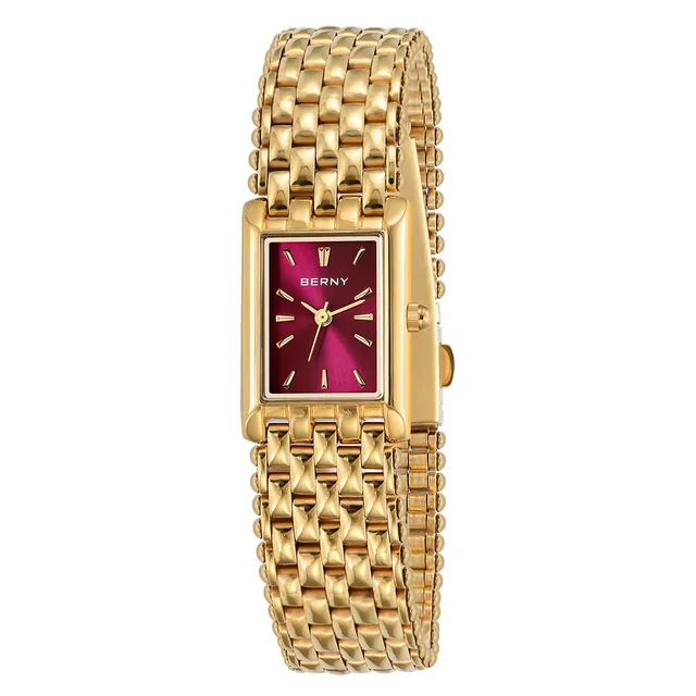 Berny Gold Orologio Donna Rosso Rettangolare