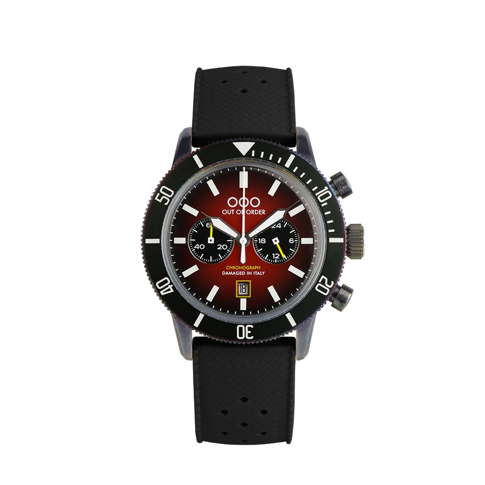 Out Of Order Pilot Red orologio cronografo 43 mm silicone