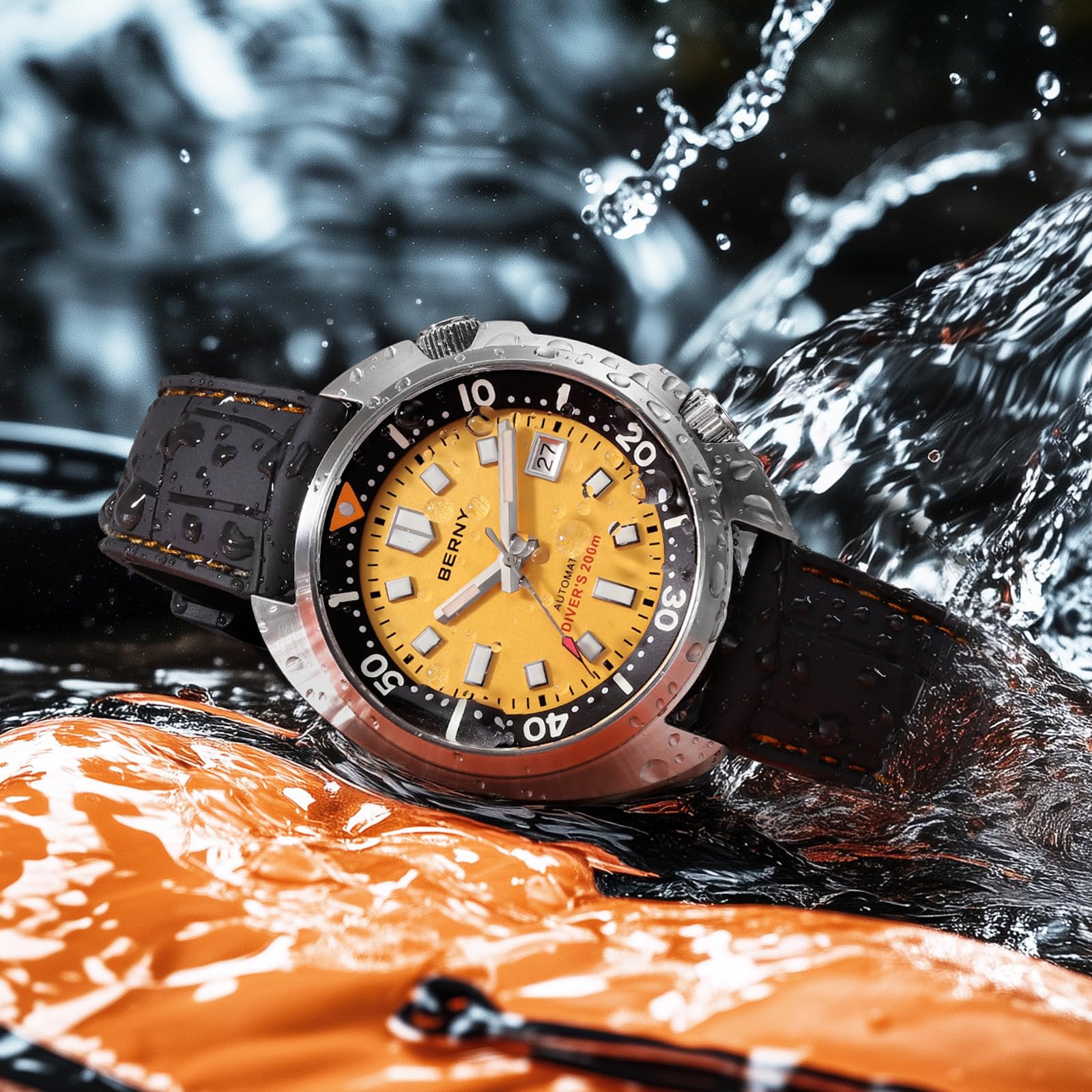 Berny Diver 200M Orologio Uomo Automatico Giallo Zaffiro