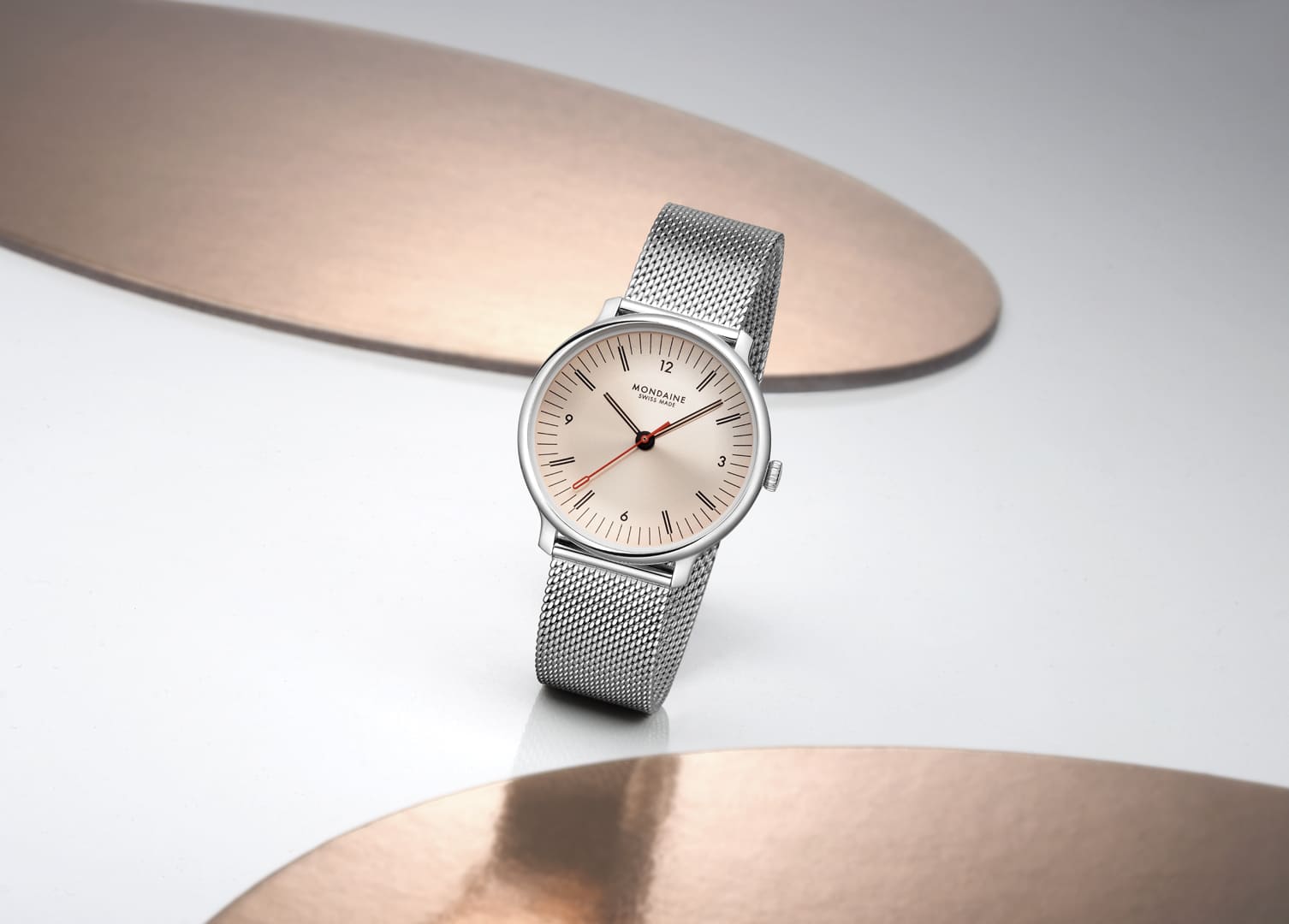 Mondaine Doppio orologio rose gold 33 mm moiré