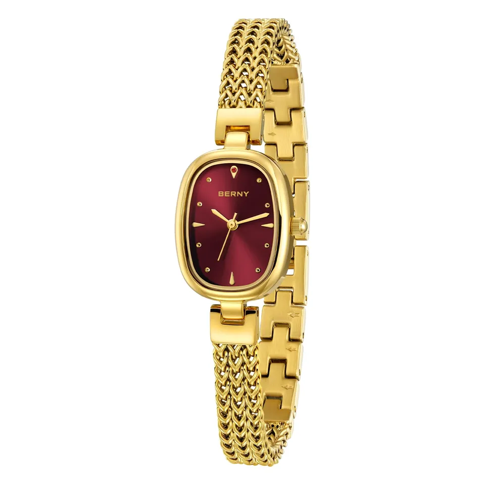 Berny Gold orologio quarzo donna rosso ovale