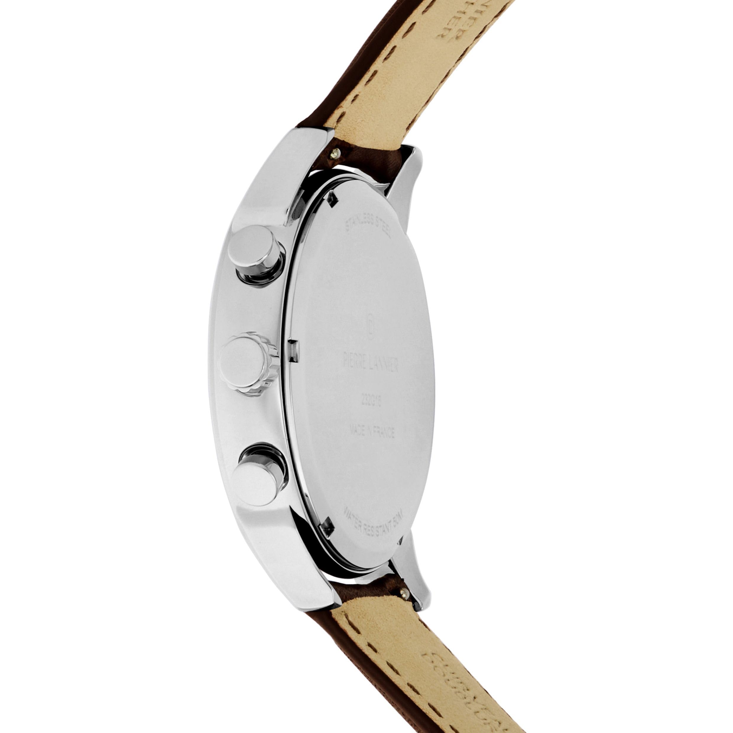 Pierre Lannier Monarck cronografo 43 mm acciaio pelle