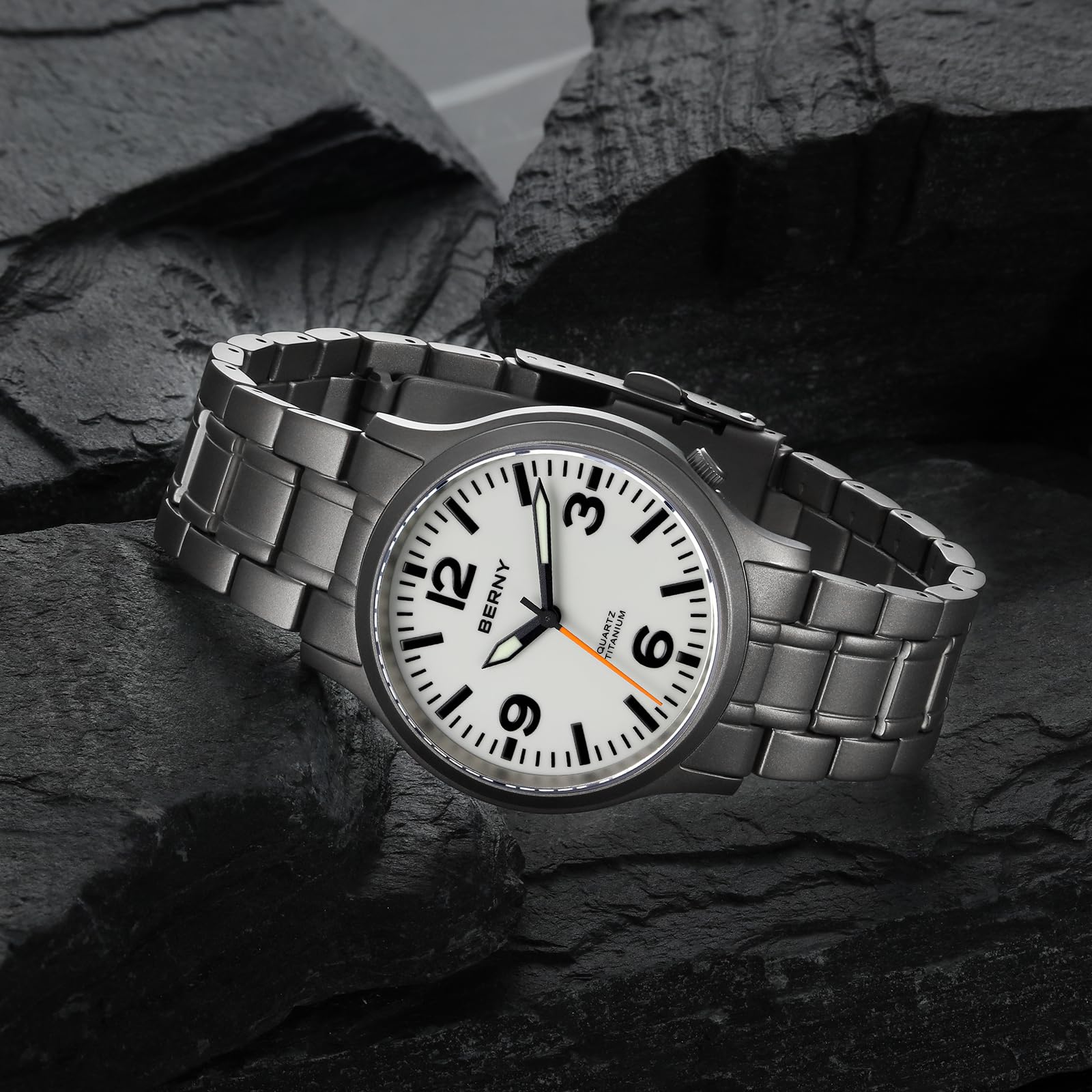 Berny Titanium Orologio Uomo Quarzo Blu Zaffiro 5ATM
