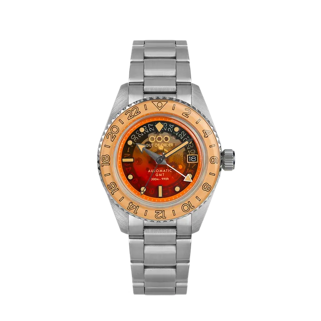 Out Of Order Spritz orologio GMT automatico arancione