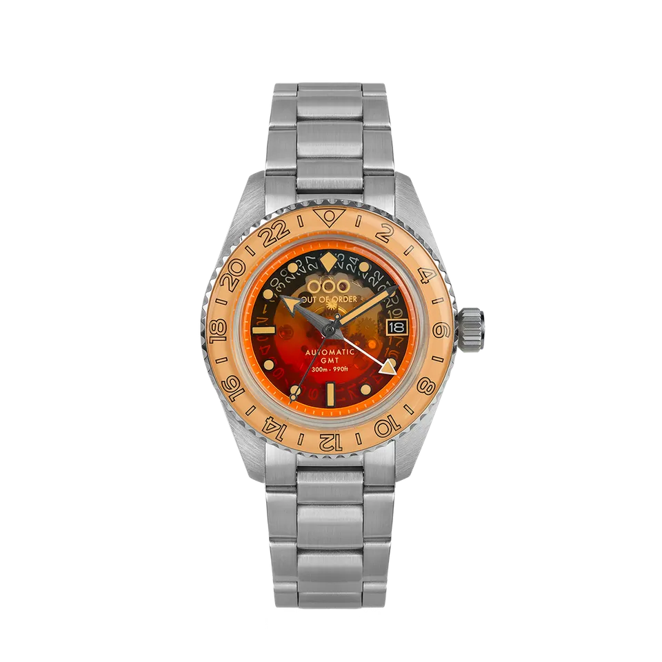 Out Of Order Spritz orologio GMT automatico arancione