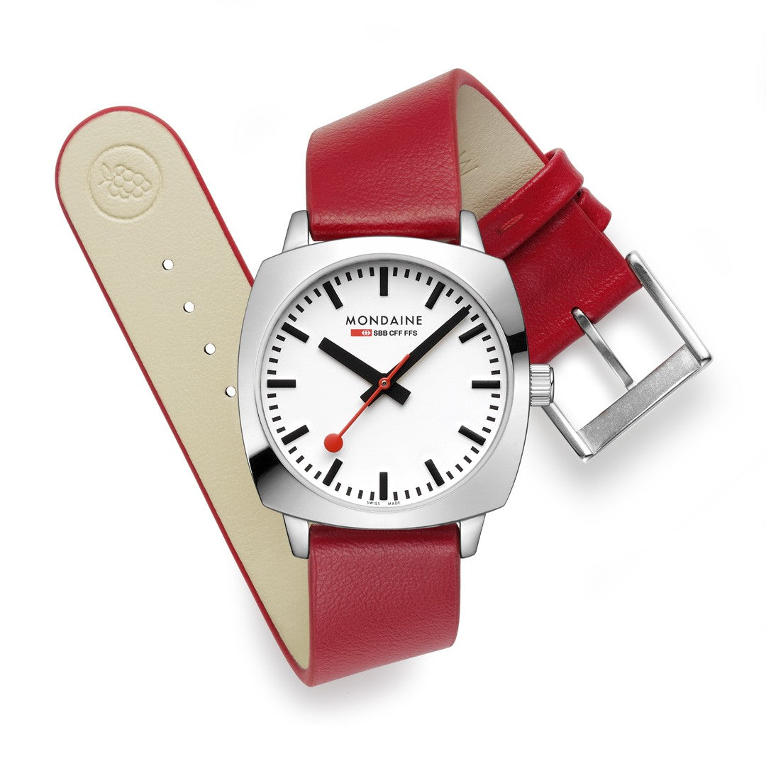 Mondaine Petite Cushion orologio rosso 31 mm quarzo