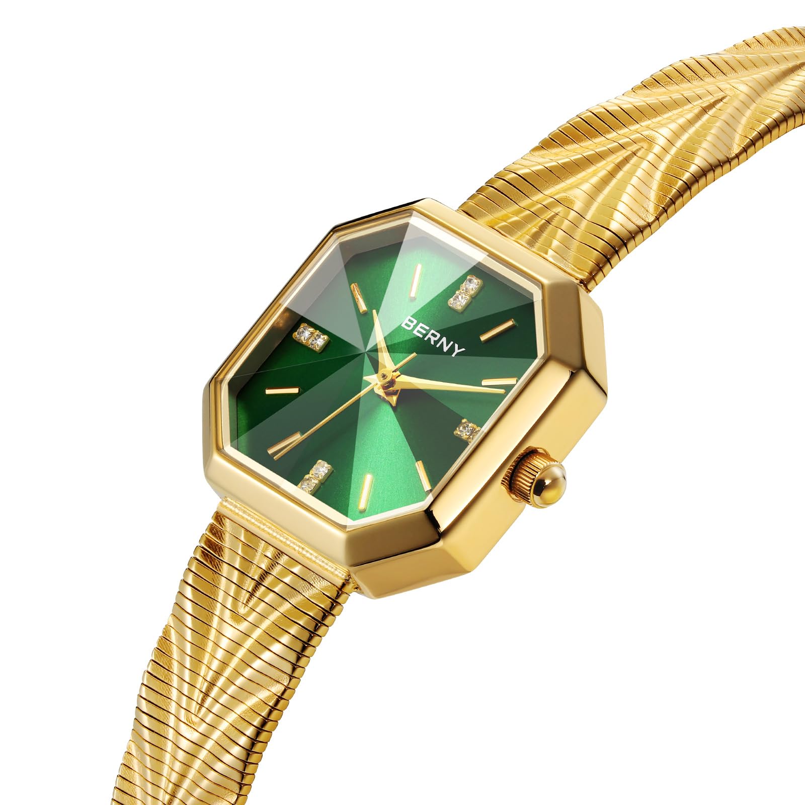 Berny Orologio Donna Quadrato Quarzo Verde Bracciale